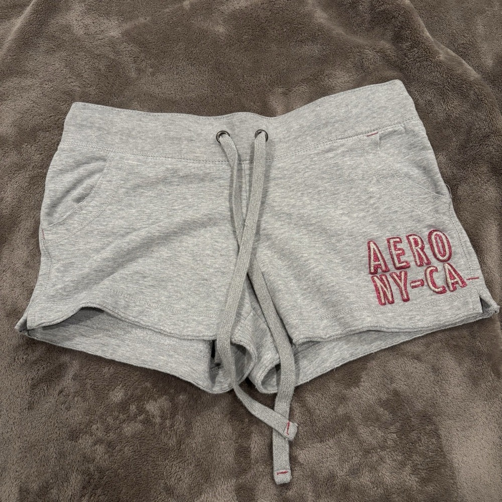 Aeropostale Womens Heritage Shorty Athletic Sweat Shorts Grey Size Small Stretch